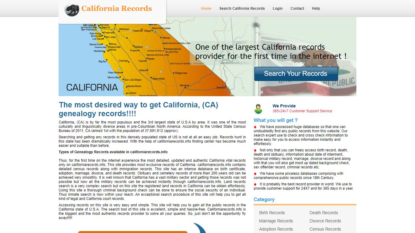 Records California Online, Search CA vital Records