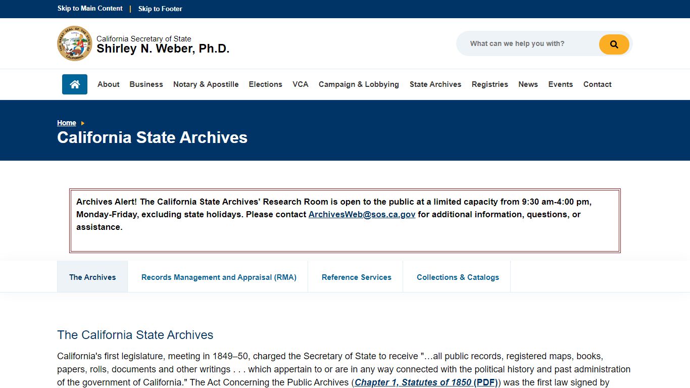 California State Archives :: California Secretary of State
